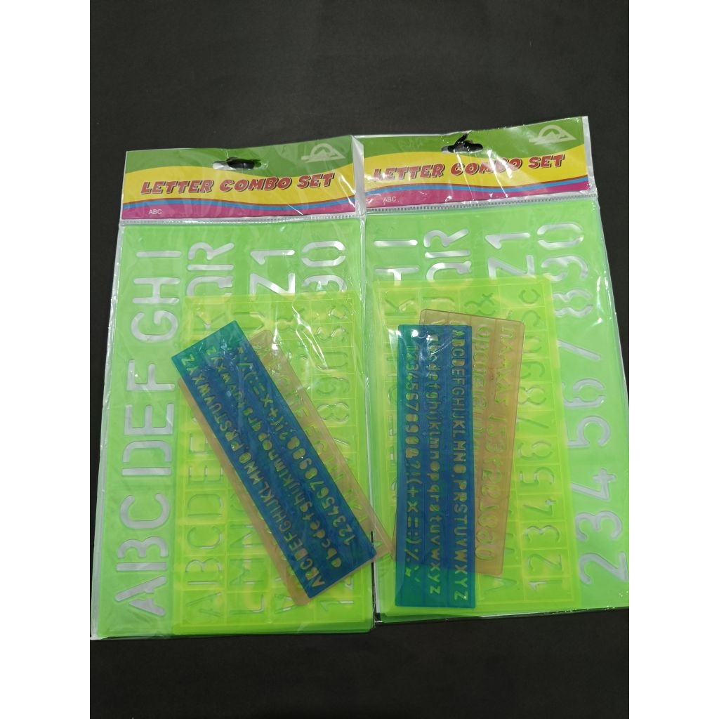 SET PENGGARIS HURUF DAN ANGKA / MISTAR HURUF ANGKA 4 Pcs