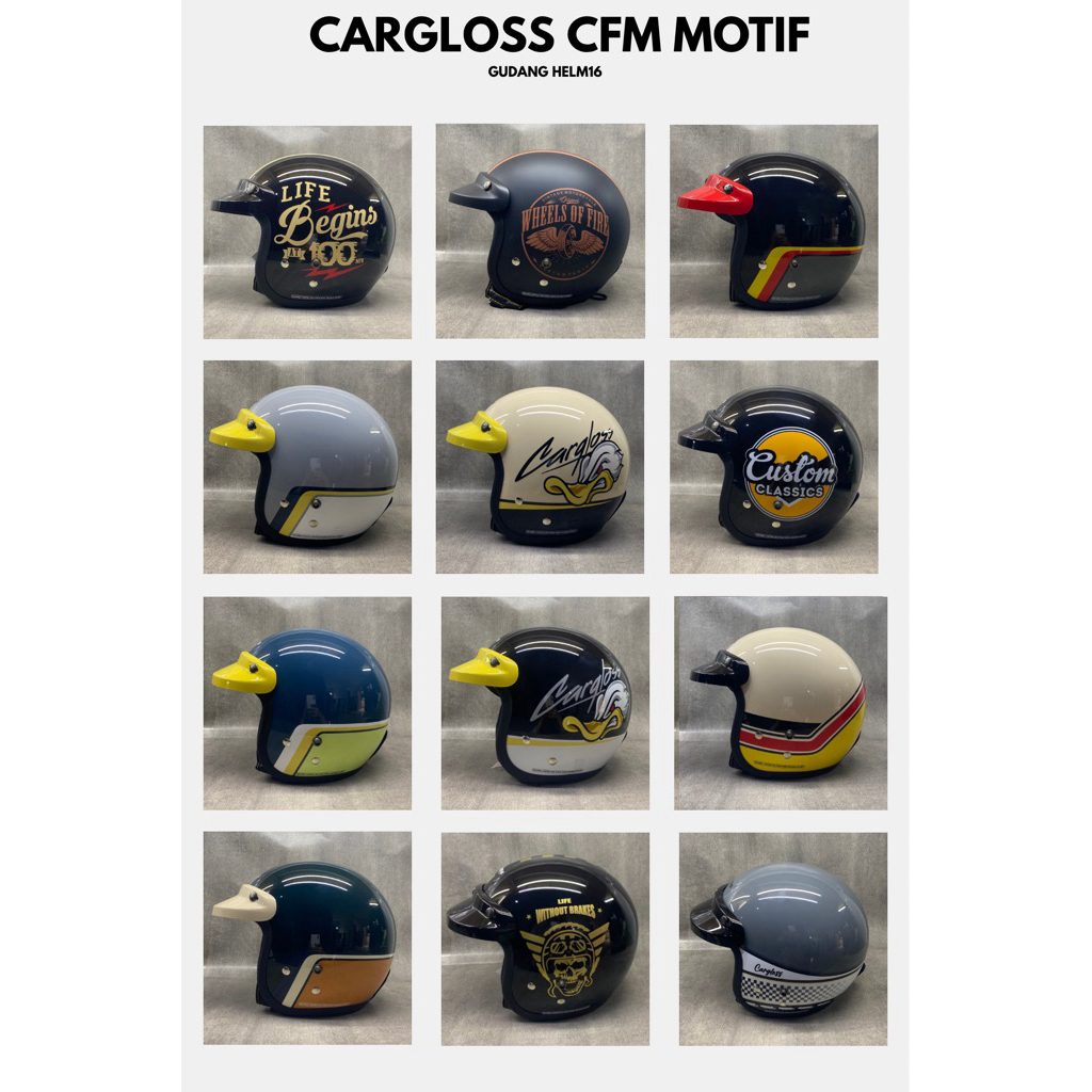 Helm Cargloss CFM Retro Motif Ori SNI Pet - Helm Dewasa Pria & Wanita