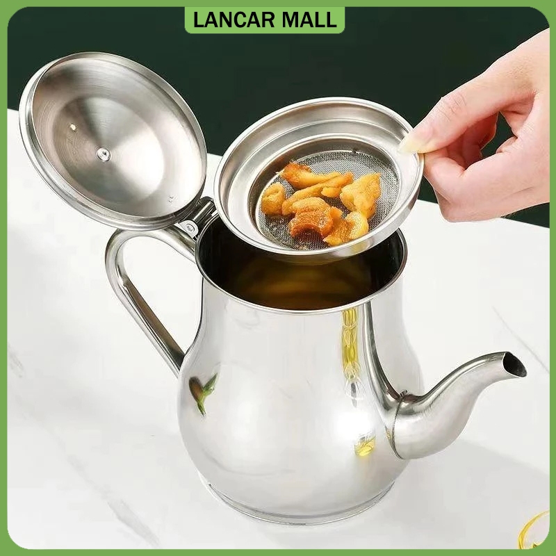 Teko Saringan Minyak Leher Angsa Full Stainless 500ML / Teko Serbaguna Kecil / Stainless Oil Pot / T