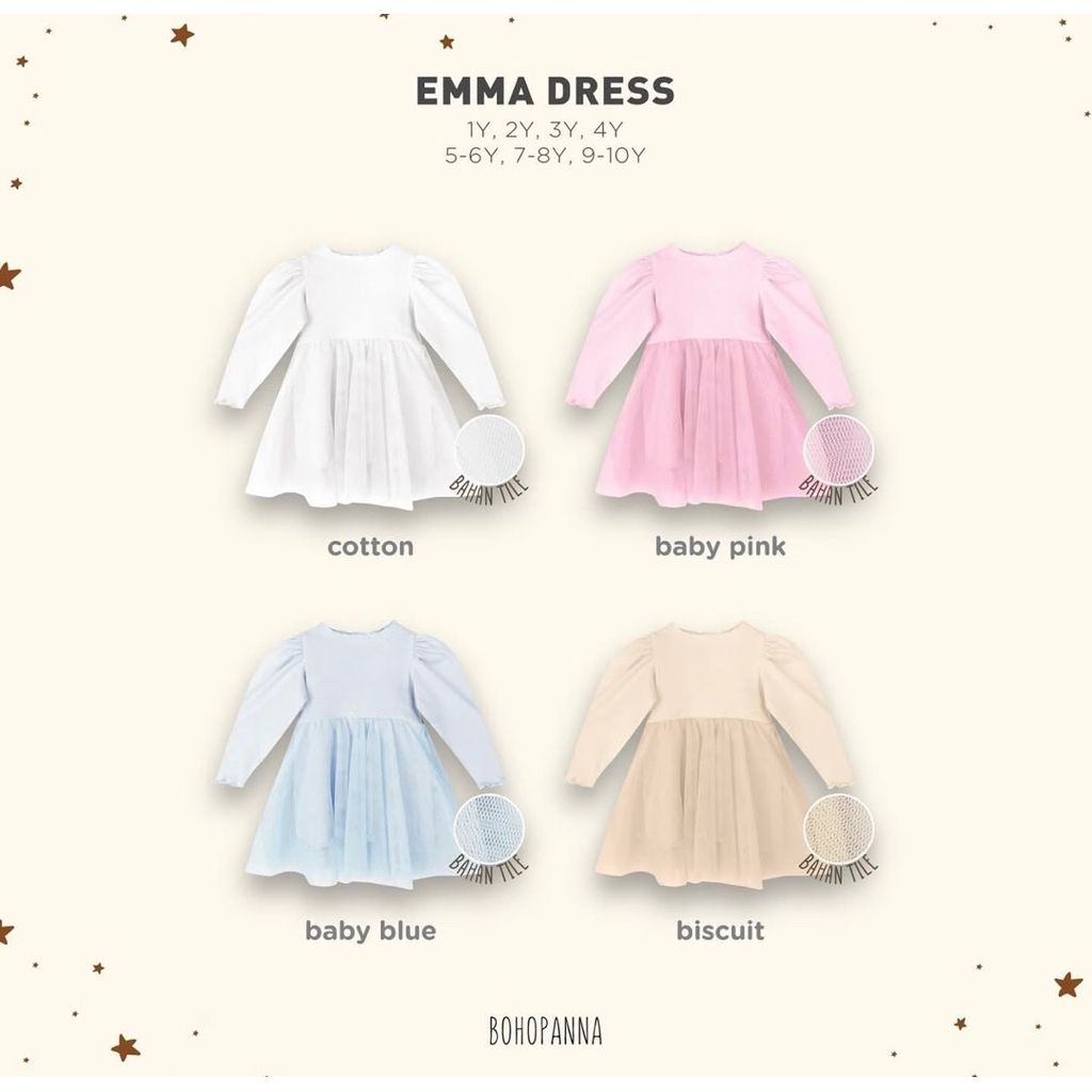 Bohopanna Emma Dress-Dress Pesta Anak Perempuan Tile Lengan Panjang Rok tutu mekar cr826