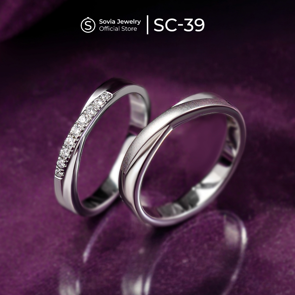 Sovia Jewelry - Cincin Couple Nikah Lamaran Tunangan Bahan Silver Model SC-39