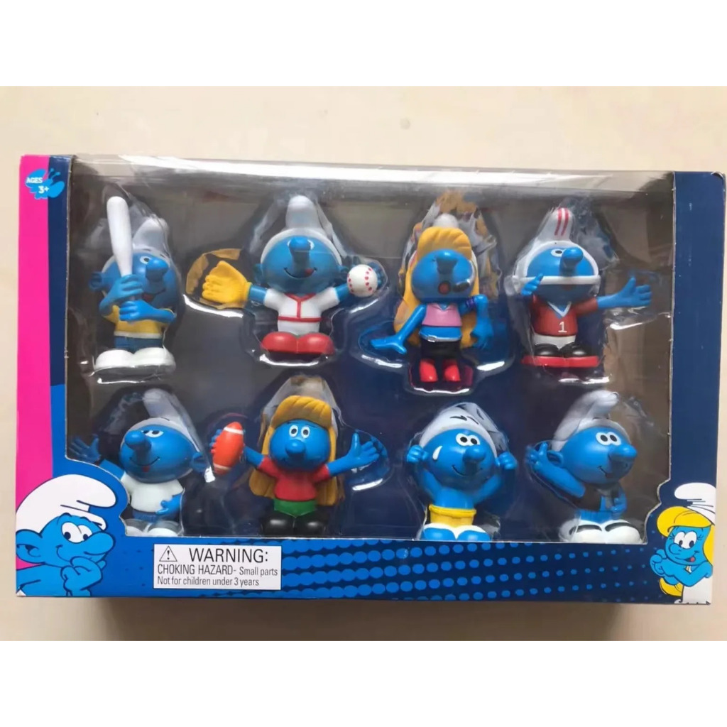 Action Figure The Smurfs Papa Smurfs Brainy Smurfs Set isi 8pcs