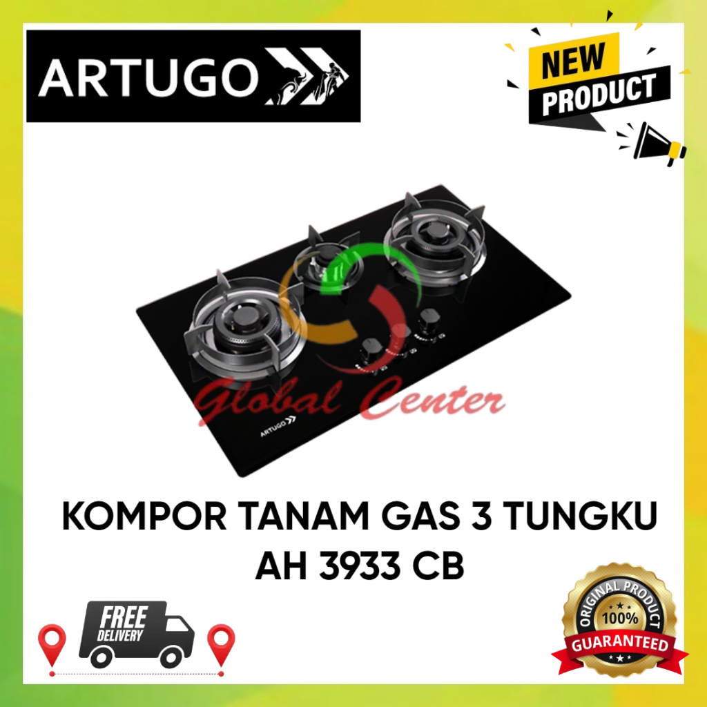 ARTUGO KOMPOR TANAM GAS 3 TUNGKU AH 3933 CB - GARANSI RESMI
