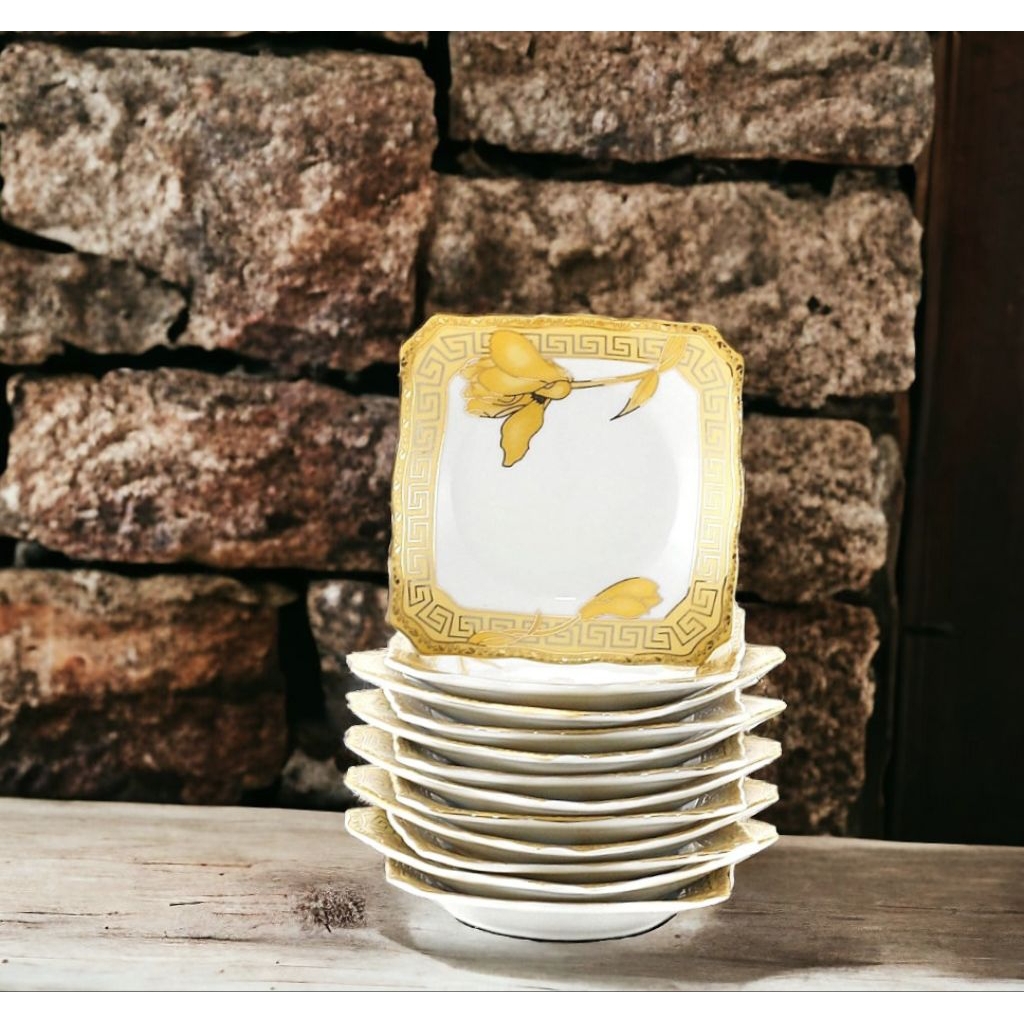 PIRING KUE Vicenza Plate 12 pcs B423 motif piring Lily Ergonomis, berfungsi sebagai piring makan, wa