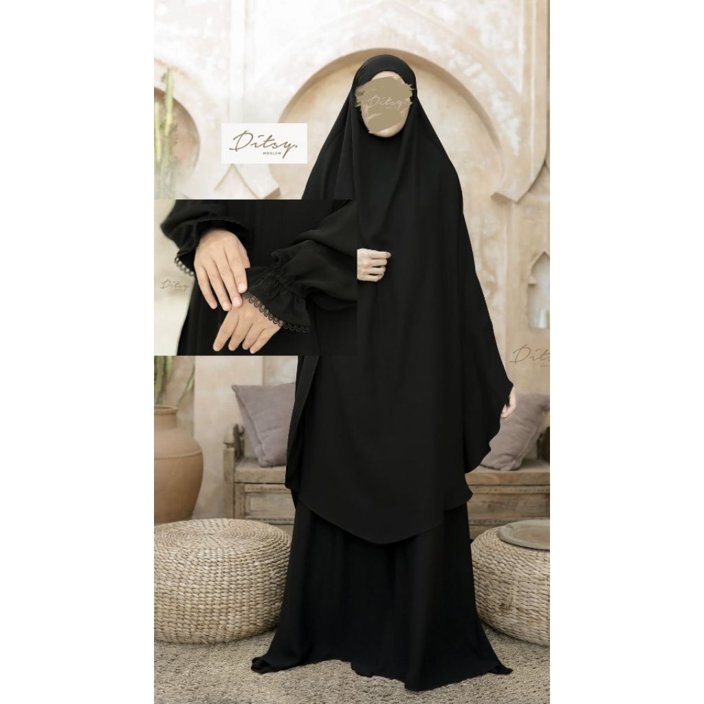 Set Gamis + FK/Khimar Hitam by Ditsy Moslem
