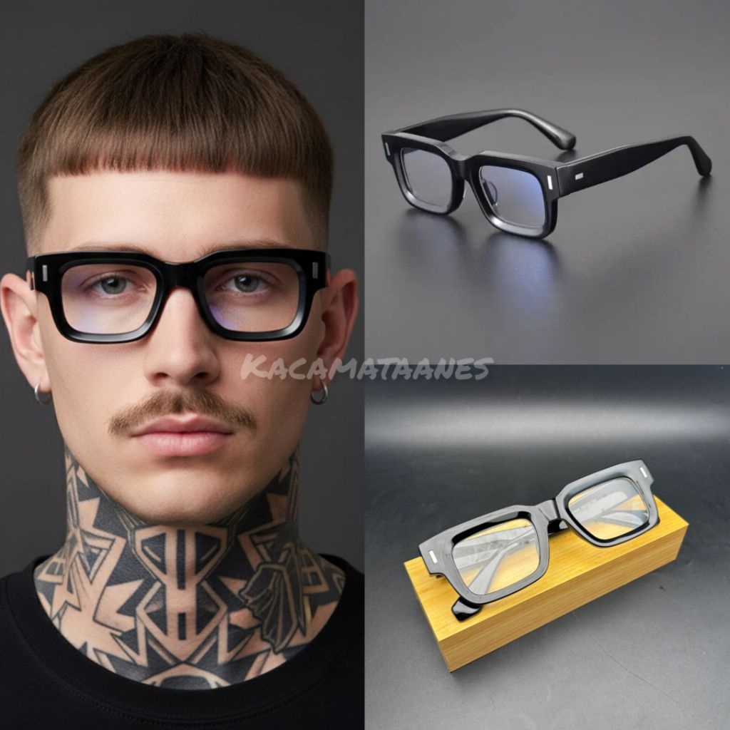 3688 frame kacamata kotak bold tebal pria wanita bisa custom minus