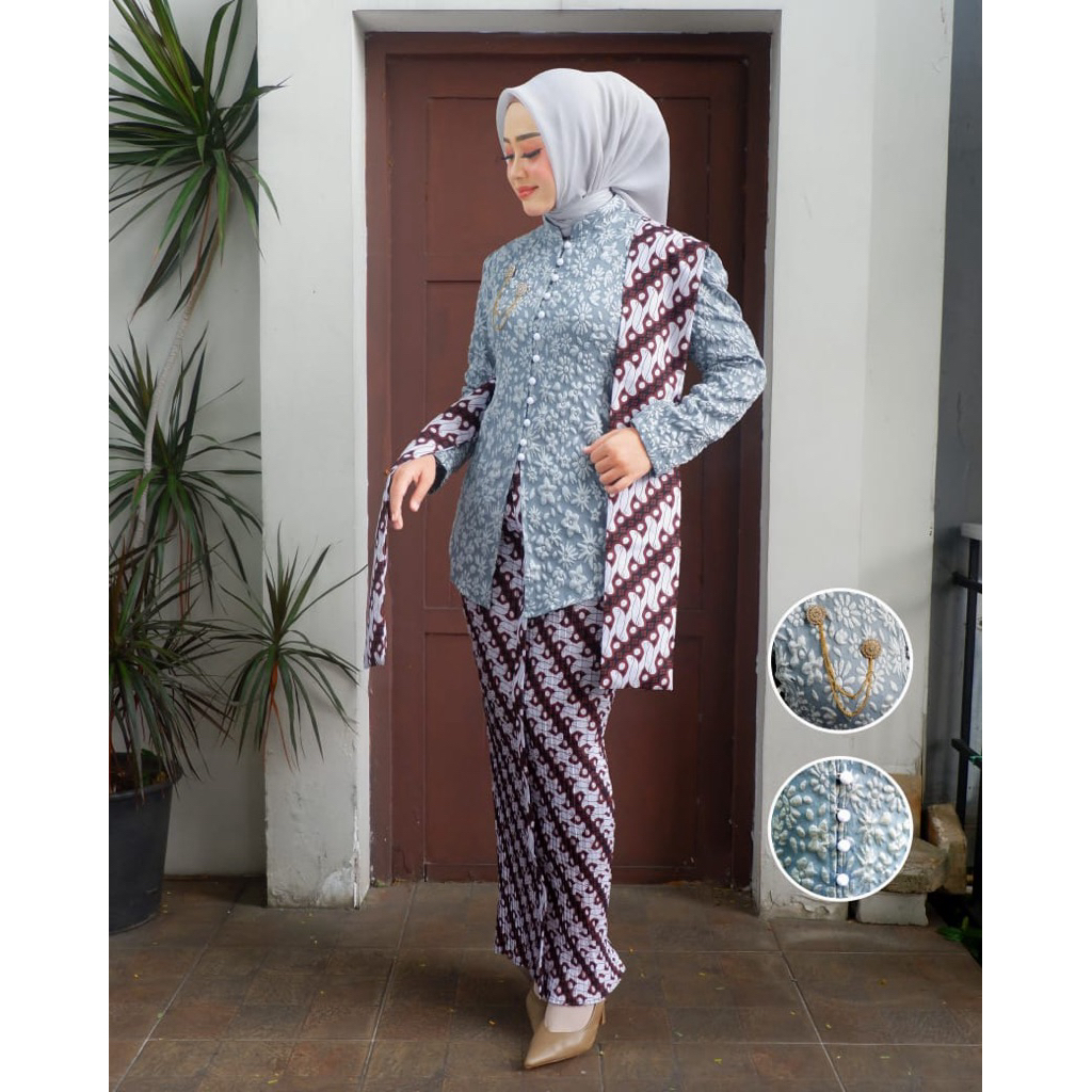 kebaya fukuro encim fukuro jaguar satu set rok batik selendang|kebaya pesta pernikahan|kebaya wisuda