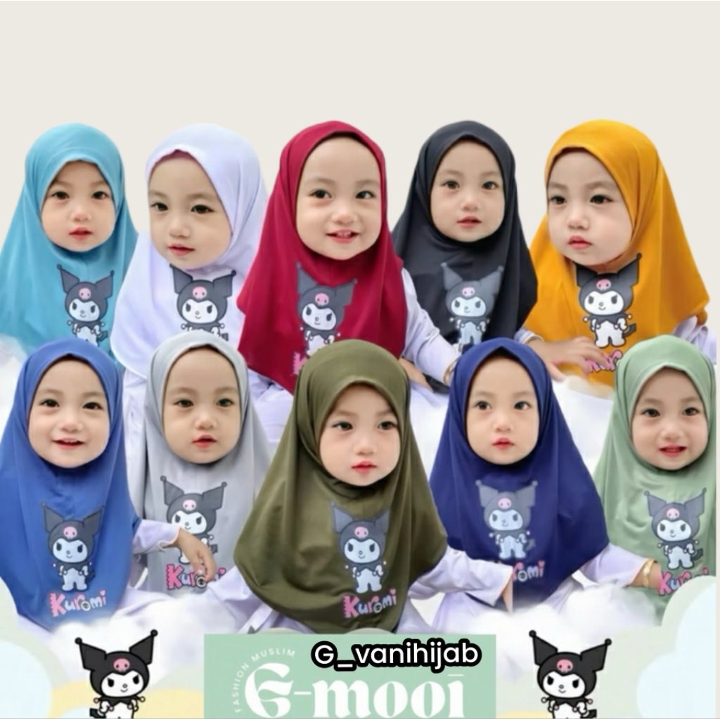 Jilbab anak bayi 0 6 bulan 1-3 tahun SYIRIA KUROMI Kerudung bayi hijab bayi Jilbab anak bayi Motif K