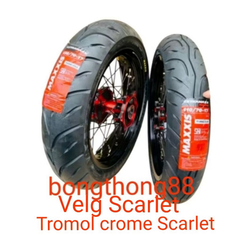 VELG SET FULL SCARLET SUPERMOTO HEREX SUREX RING 17 CRF WR 155:KLX D-TRACKER  tromol scarlet jari Sc
