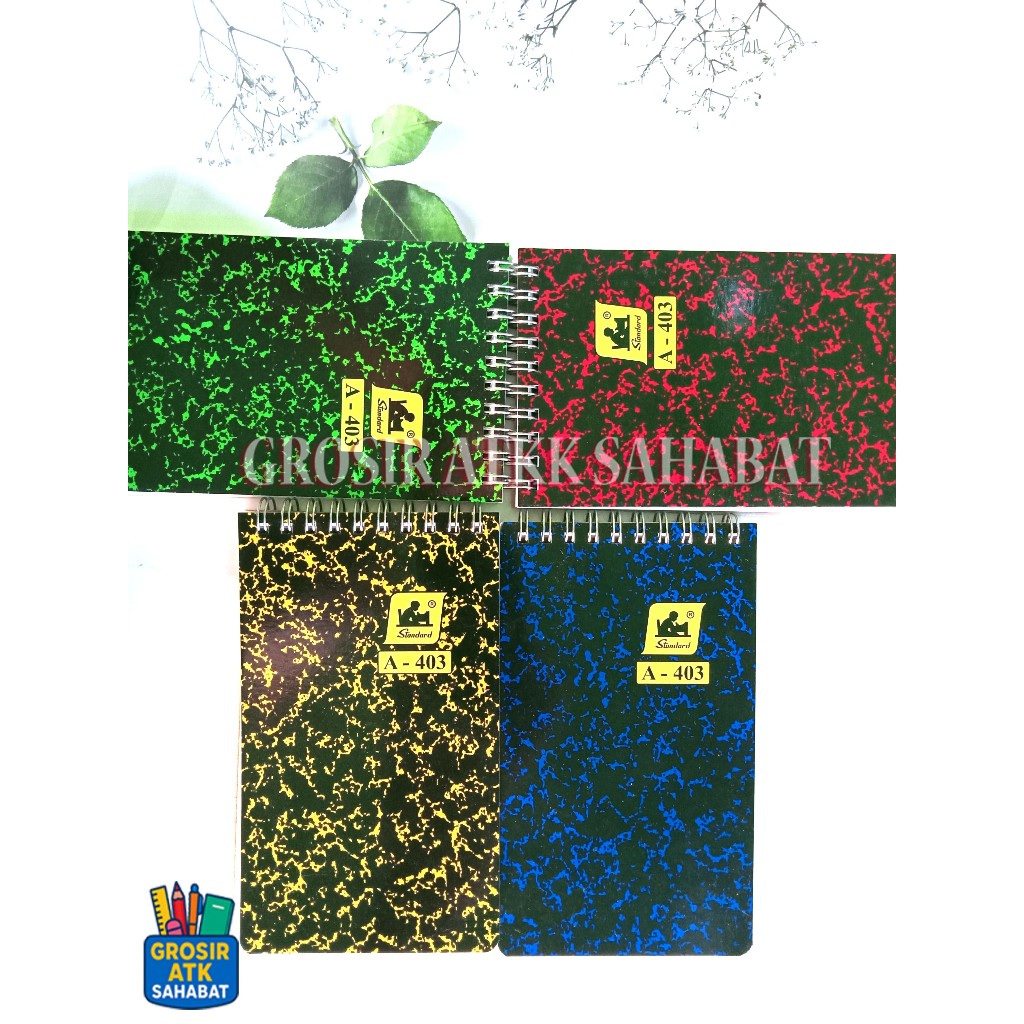 GROSIR HARGA 1/2 lsn (6 pcs) Notes Spiral Standard A-403 / Notepad Ring Bergaris Biasa Ukuran Sedang