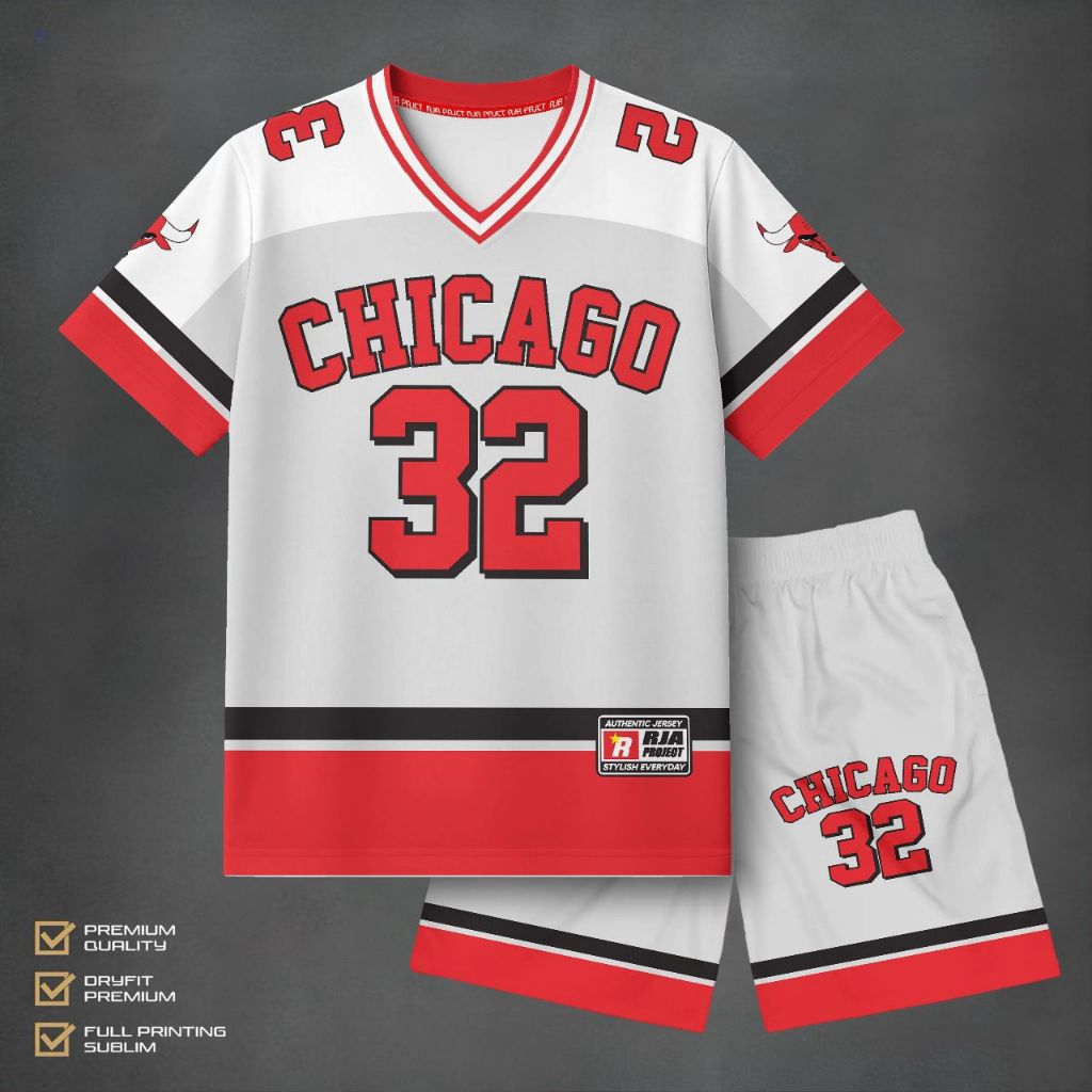 Setelan Kaos Jersey Anak Laki-Laki Nomor 32 Sporty Premium | Setelan Jersey Kids Chicago Kaos + Cela