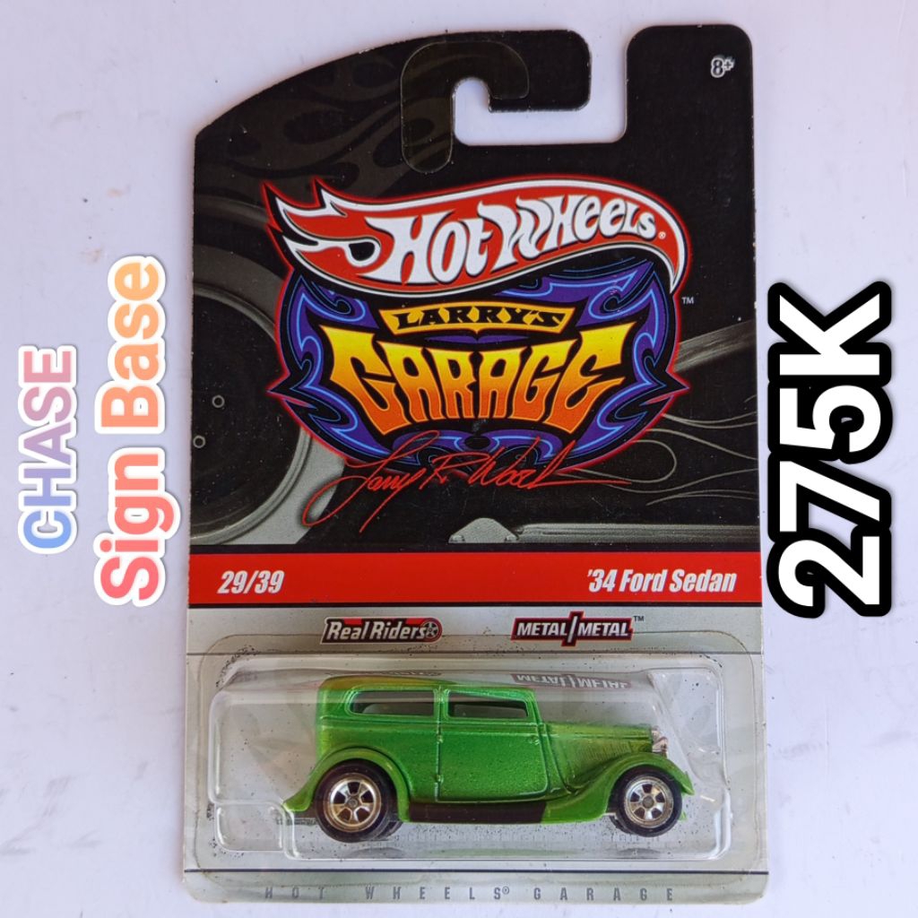 Hot Wheels Larry Garage 34 Ford Sedan Hijau CHASE Sign Base