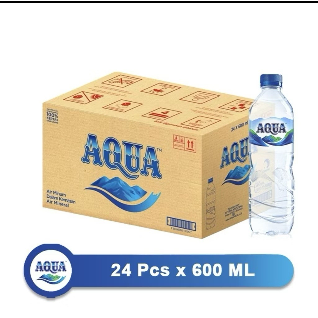 Aqua 600 ml 1 Dus 24 pcs | Aqua Botol 600 Ml | Aqua 600ML 1 Dos Isi 24 Pcs |Air Minum Mineral Botol 