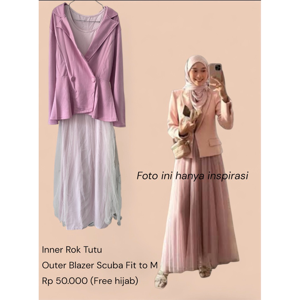 Blazer set wanita inner rok tutu preloved