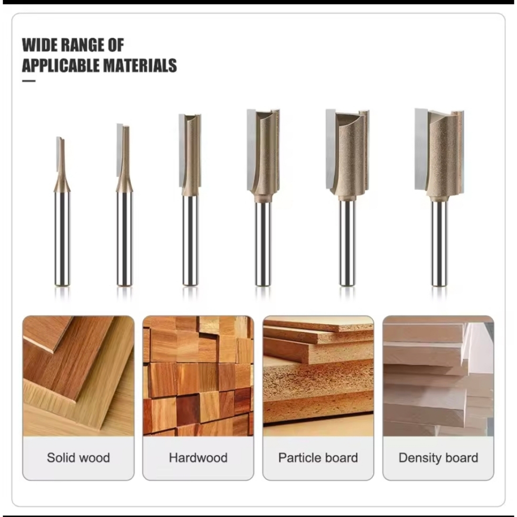Mata Router Profil Straight Bit Lurus Industrial grade shank 1/4