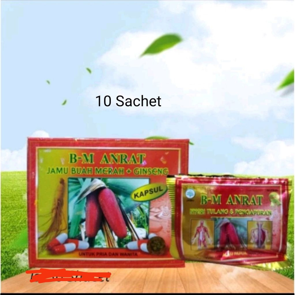BM Anrat Kapsul Buah Merah plus Ginseng Atasi Reumatik Asam Urat Nyeri Sendi Pengapuran-10 Sachet