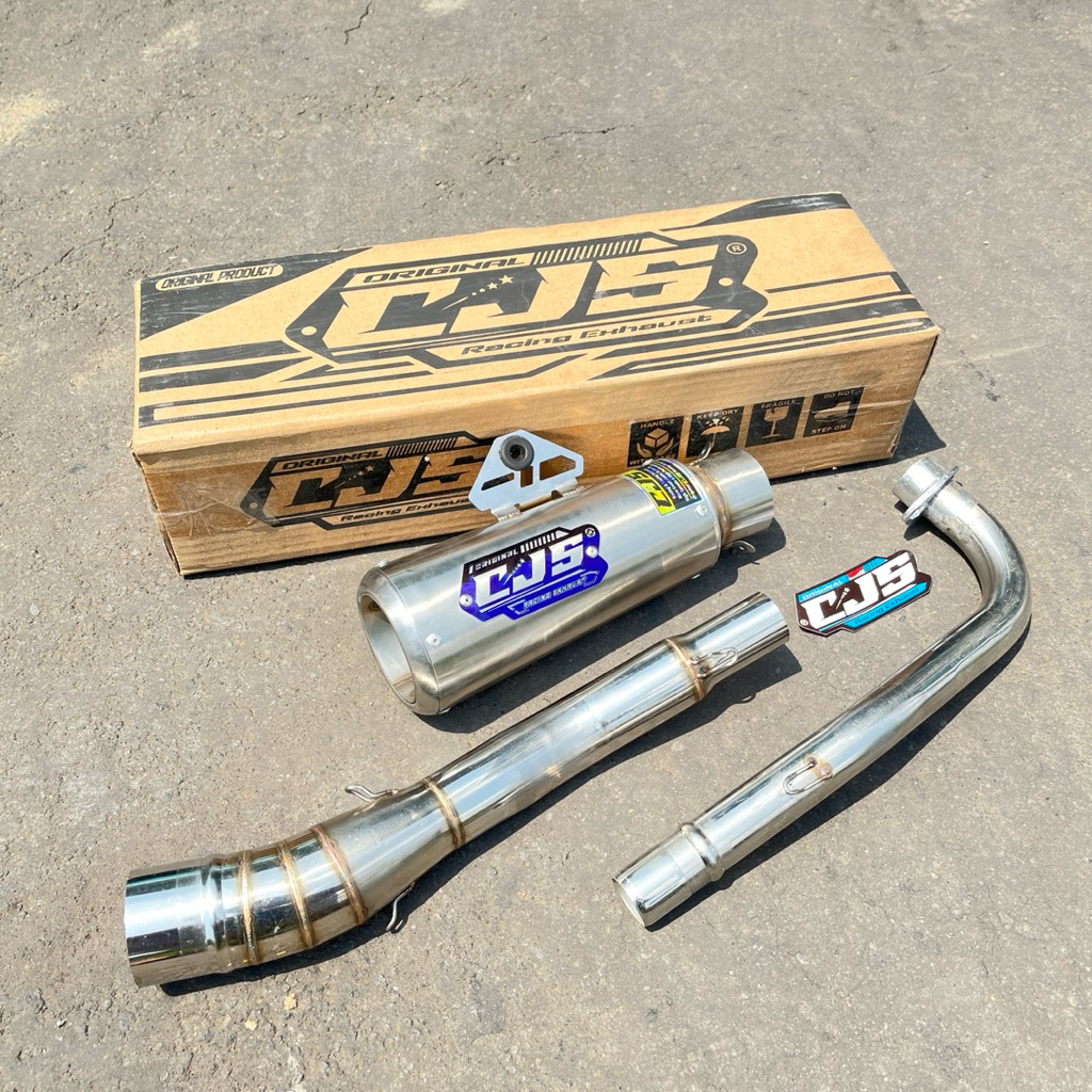 Knalpot cjs Gp2 18cm blue series pnp all bebek Jupiter vega Smash grand Supra 125 kph Blade Revo abs
