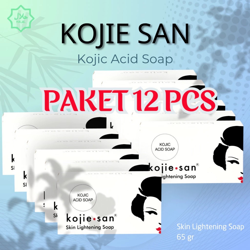 [PAKET 12 Pcs ] Kojie San Skin Lightening Soap | Kojiesan Sabun Wajah Kojiesan Sabun Pemutih Badan B