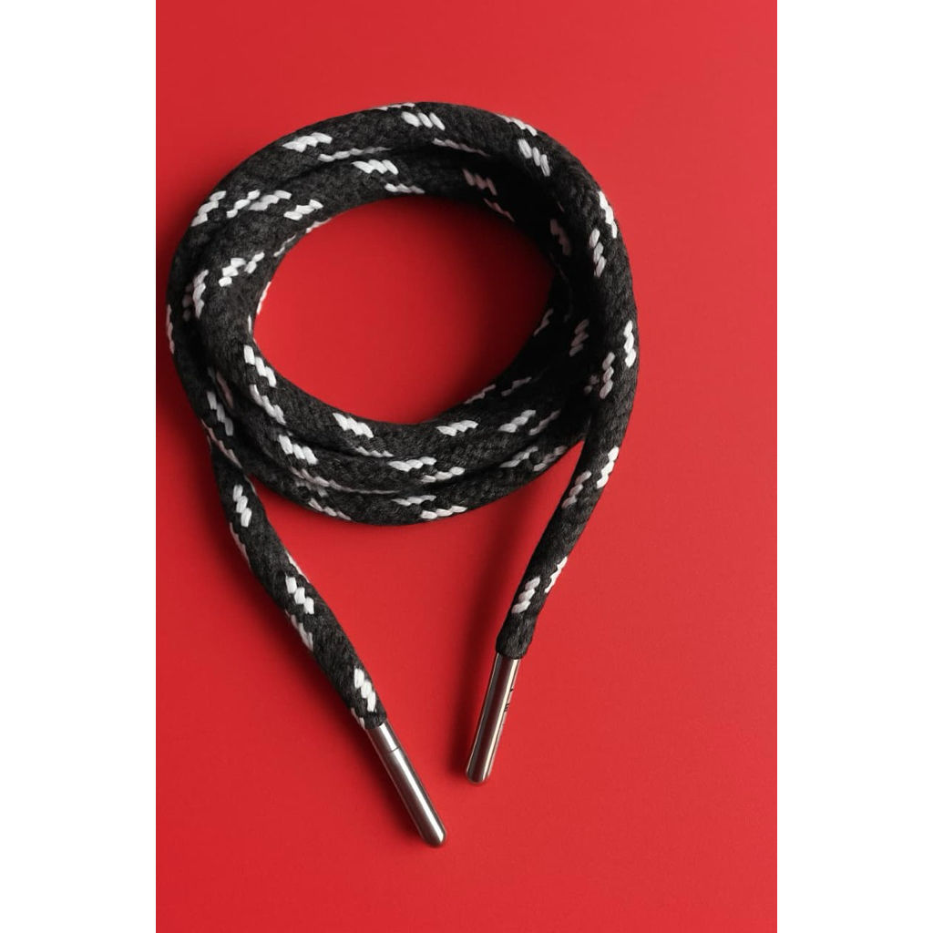 tali hoodie tali kolor tali pinggang tali jogger motif hitam putih ujung besi/roop stopper aglet bes