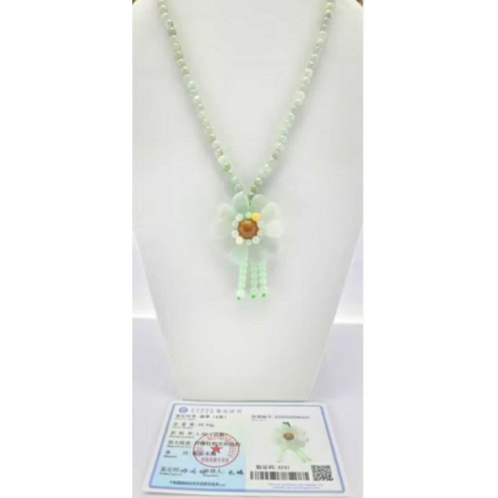 Kalung giok liontin bentuk bunga DIY