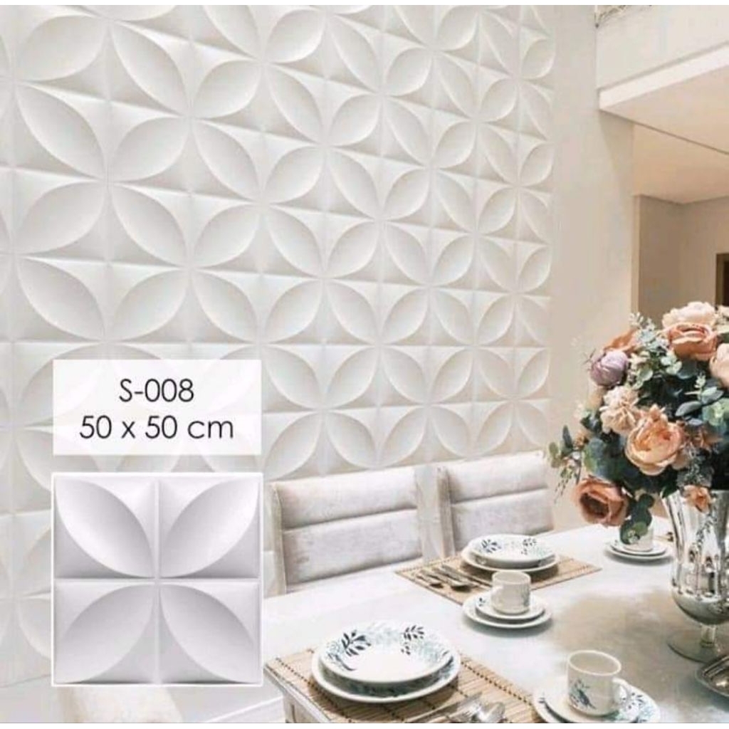 DESTI FORMA - Wall Panel 3D Beton Motif Daun 50x50 cm | Panel Dinding 3D Tempel Semen Putih – Orname
