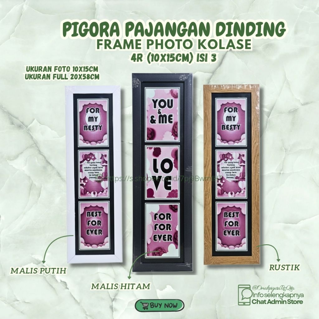 [4R isi 3 foto] pigura foto kolase /Bingkai foto |  Panjang