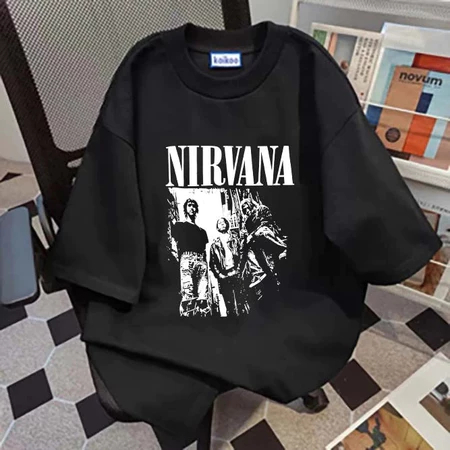Nirvana Kaos Band Unisex Cotton Combed Black || Nirvana Unisex Grunge T-Shirt Cotton Black 24s