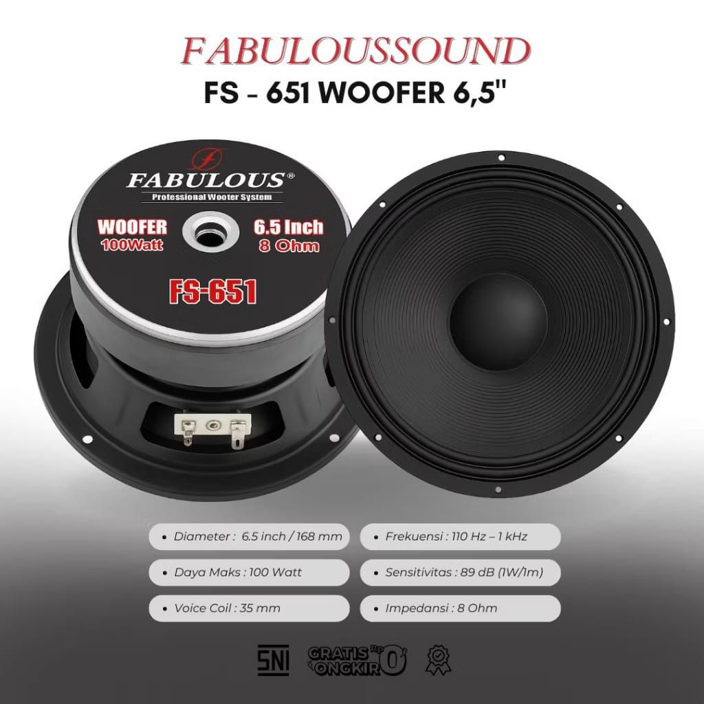FABULOUS 6,5" Speaker Komponen FS 651 6,5 inch MID miniatur