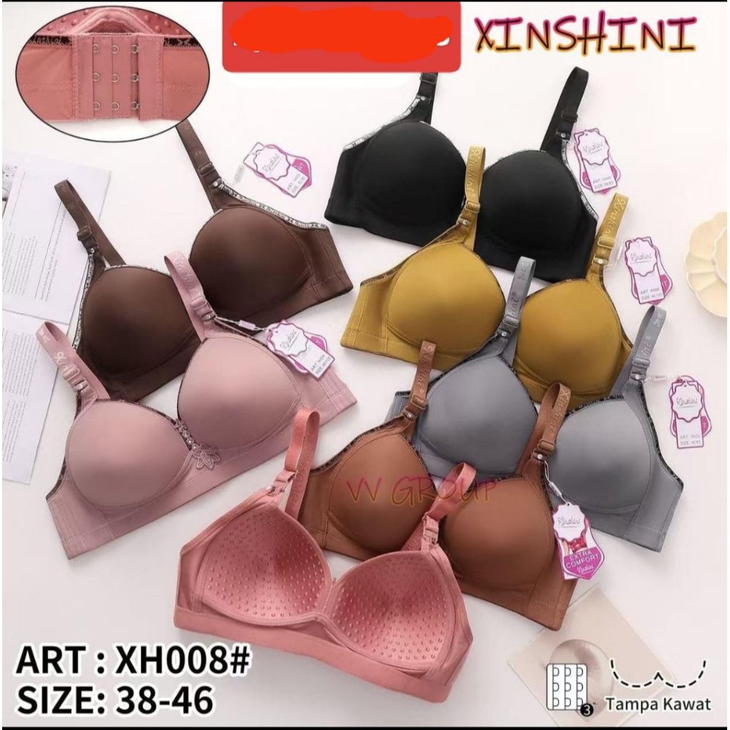 BH BRA BIG SIZE JUMBO IMPORT Xinshini TANPA KAWAT CUP C BESAR 3KAIT 38-46 ADEM MELAR PAKAI BUSA MELA