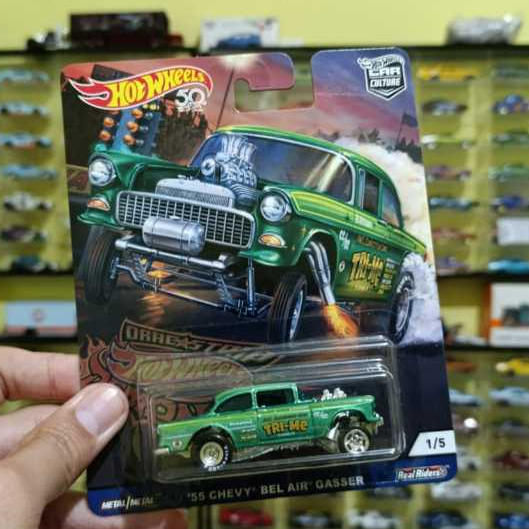 Hot Wheels 55 Chevy Bel Air Gasser - Drag Strip Demons Premium Ban Karet