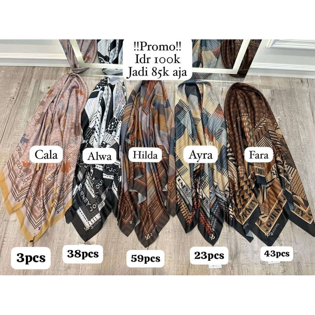 JP Series CALA, ALWA, HILDA, AYRA, FARA, ALMIRA, SILLA, DISYA, MELIYA/Hijab/Journey/Hijab Segi Empat