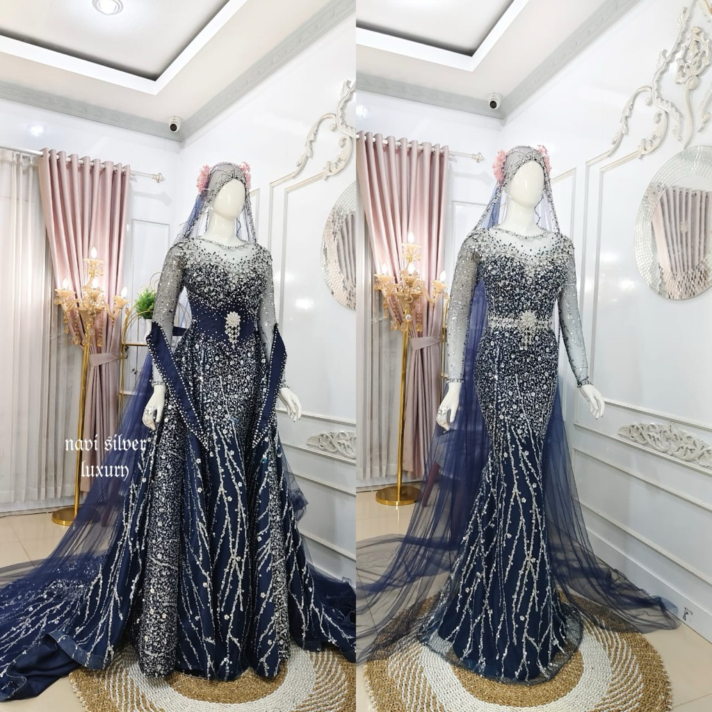 GAUN KEBAYA WEDDING/AKAD PENGANTIN / BAJU PENGANTIN BEREKOR / KEBAYA MUSLIMAH BARBIE / KEBAYA DRESS