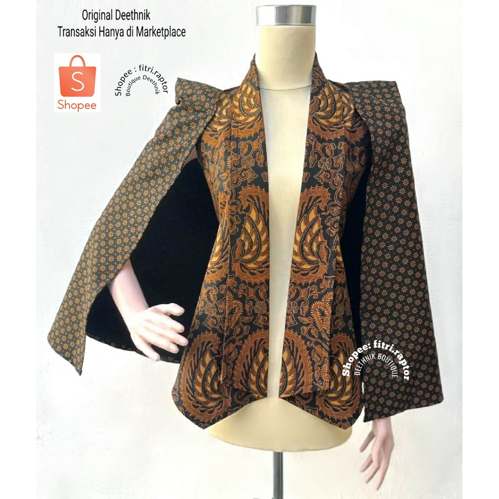 Batik wanita warna sogan model Cape blazer