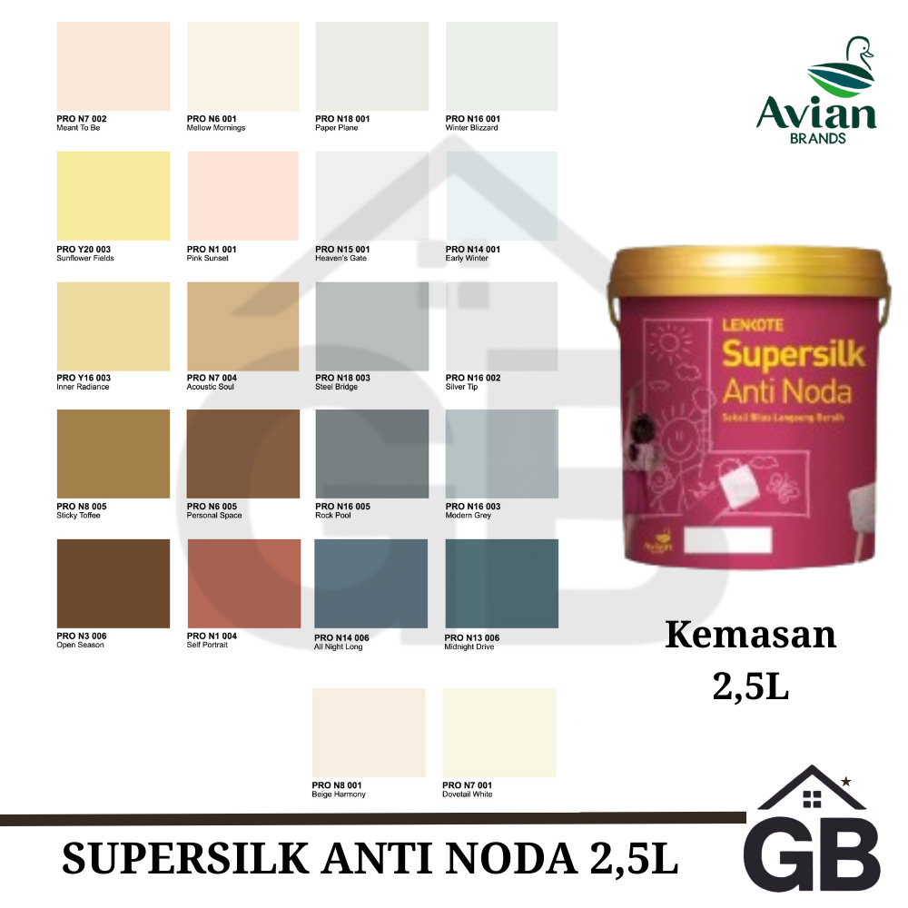 Cat Tembok Supersilk Anti Noda 2.5 Liter - Cat Tembok Anti Noda Supersilk Anti Noda Galon - Supersil