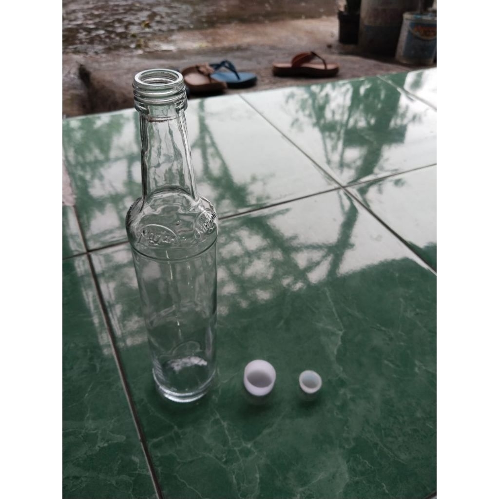 Botol kaca/botol marjan 460ml+tutup luar dalam