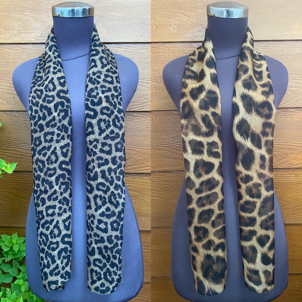 21-28 SYAL wanita motif scarf leher scraft import korea fashion polos