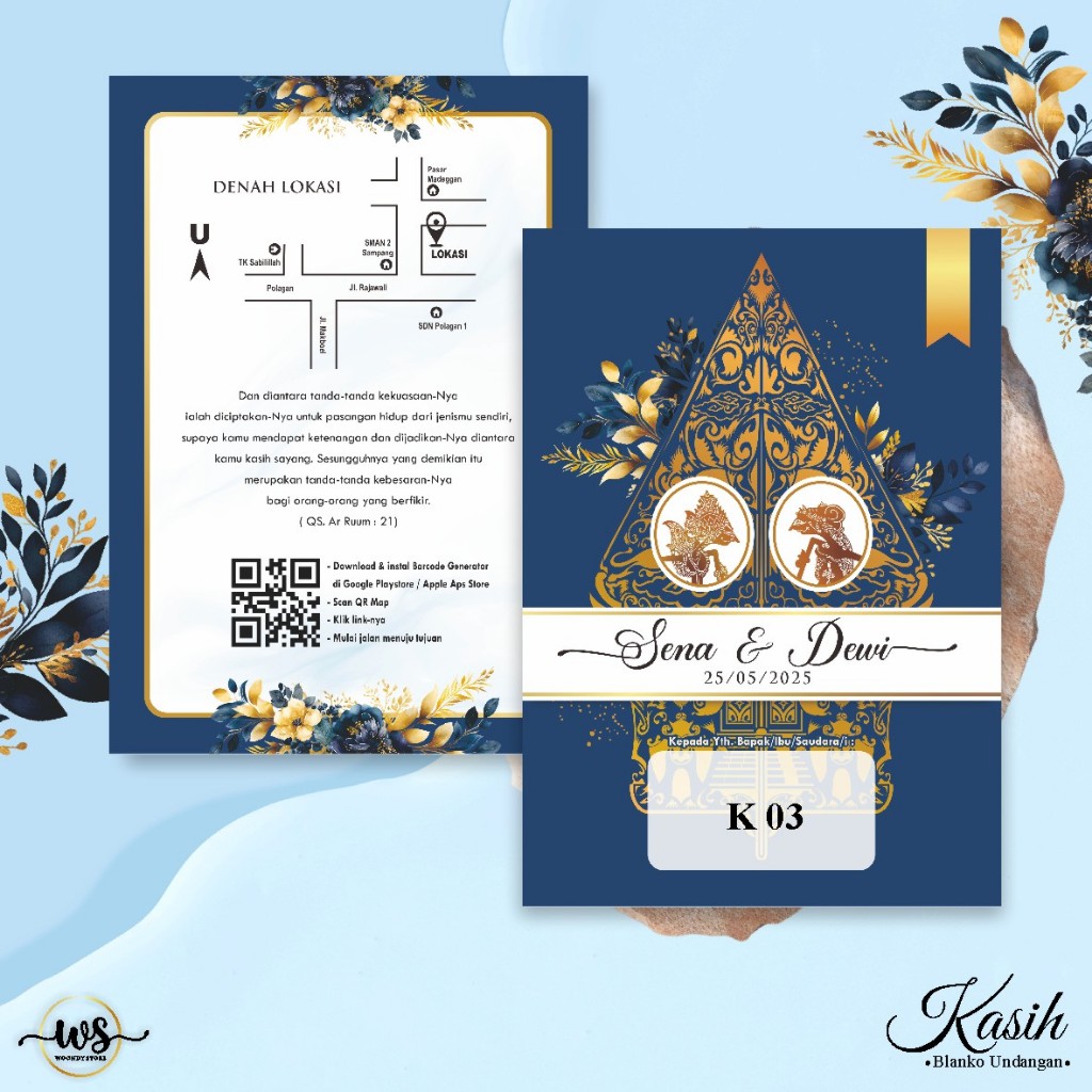 UNDANGAN PERNIKAHAN KANGEN FULL COLOUR MURAH - KARTU UNDANGAN PERNIKAHAN JAWA KASIH DESAIN ELEGANT