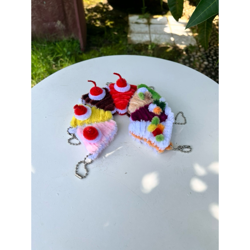 Keychan Slice Pizza lucuuu/Keychan Handmade/keychan kawat bulu/keychan pipe cleaner