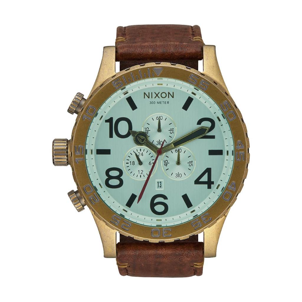 NIXON A1242223 - 51-30 CHRONO LEATHER BRASS/GREEN