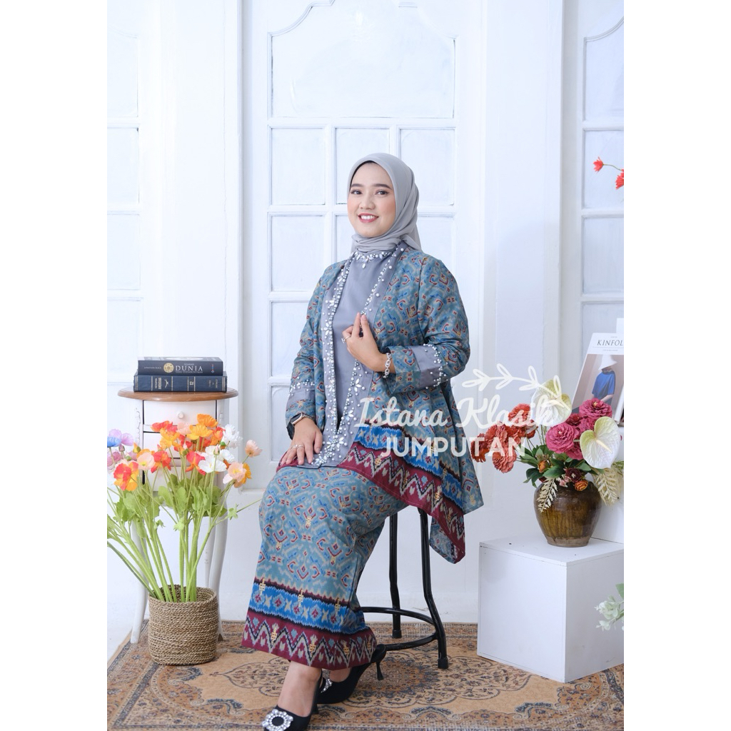 ZANIA OUTER SET ROK JUMPUTAN PALEMBANG COUPLE JUMPUTAN KOMBINASI TUNIK JUMPUTAN PALEMBANG BY ISTANA 
