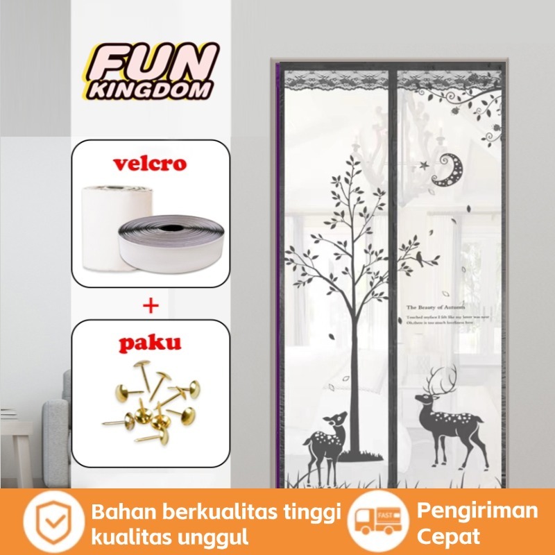 Tirai Pintu kamar Tirai Magnet Anti Nyamuk Kawat Nyamuk Magic Net Polos/Tirai Magnet Elegan bahan pl