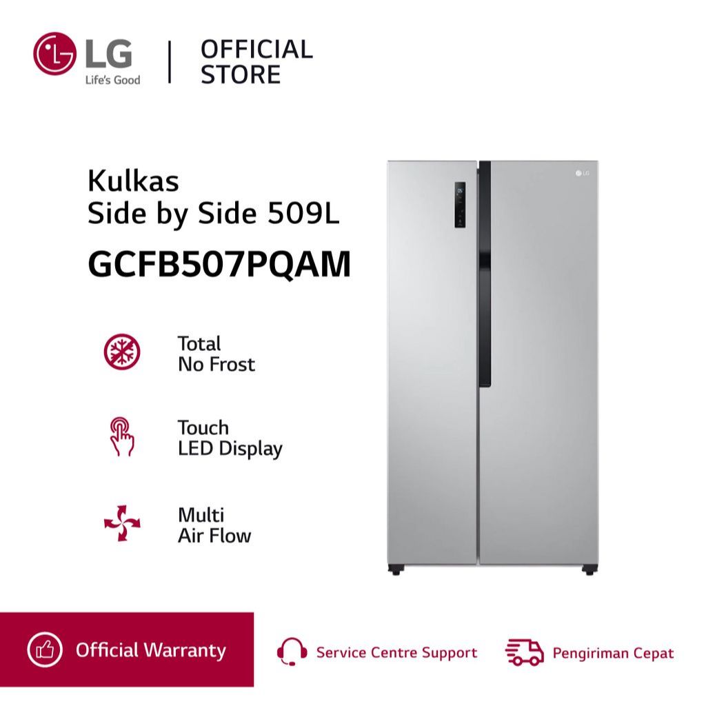Kulkas Side By Side  LG 566 Liter Smart Inverter Compressor No Frost - (GCFB-507PQAM)