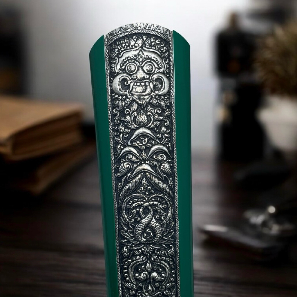 Pendok Slorok Perak Asli Kemalo Hijau Tatahan Kalamakara