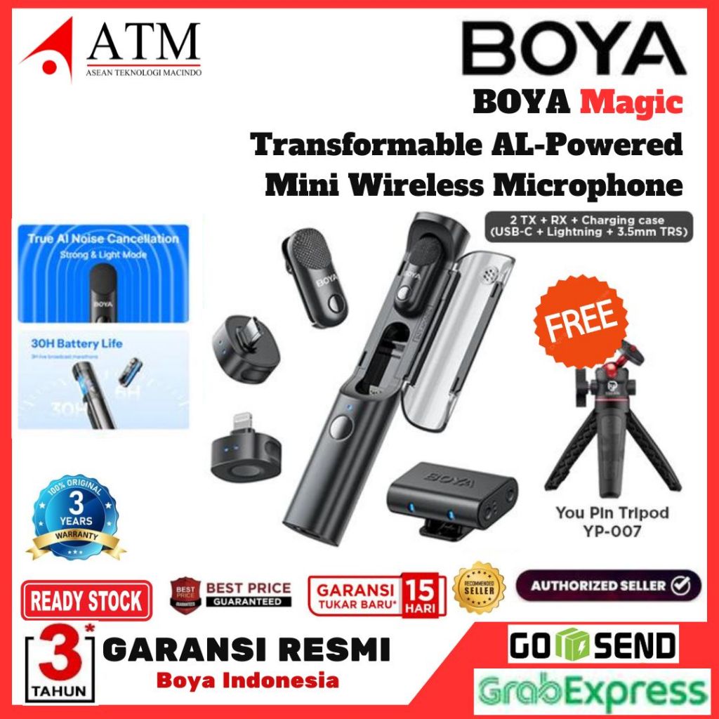 Boya Magic Al-Powered Wireless Microphone System Boya Magic Wireless Mic Garansi Resmi