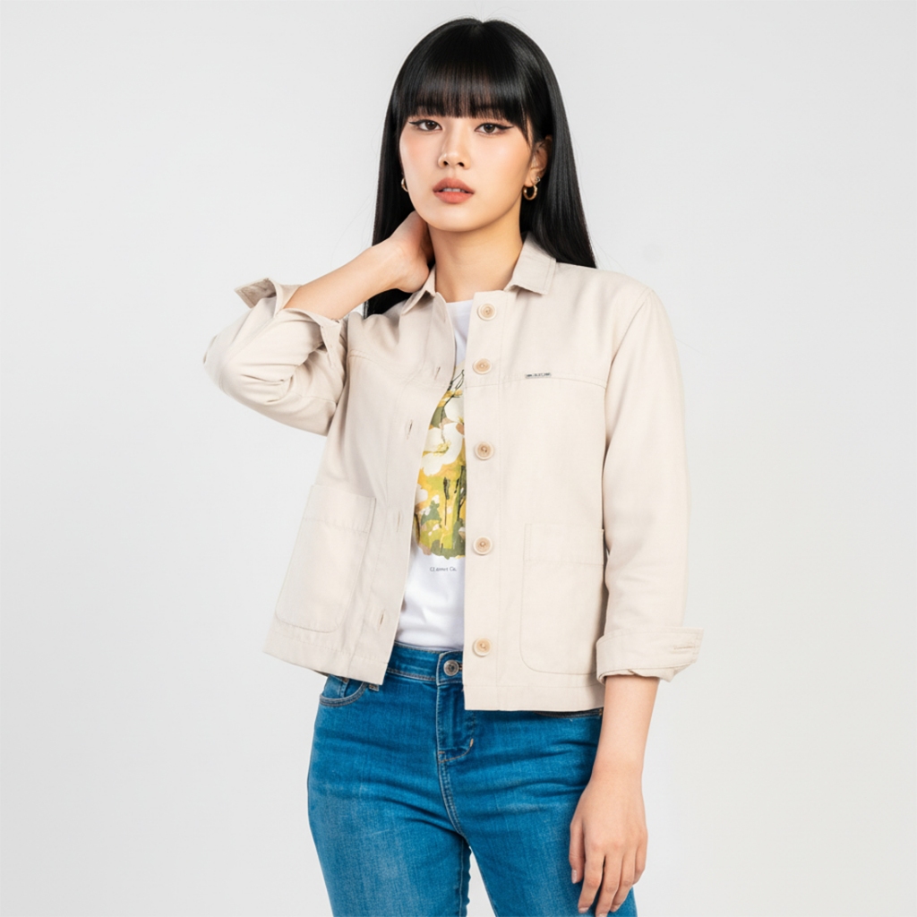 C2 Gifari Khaki Crop Outer Wanita