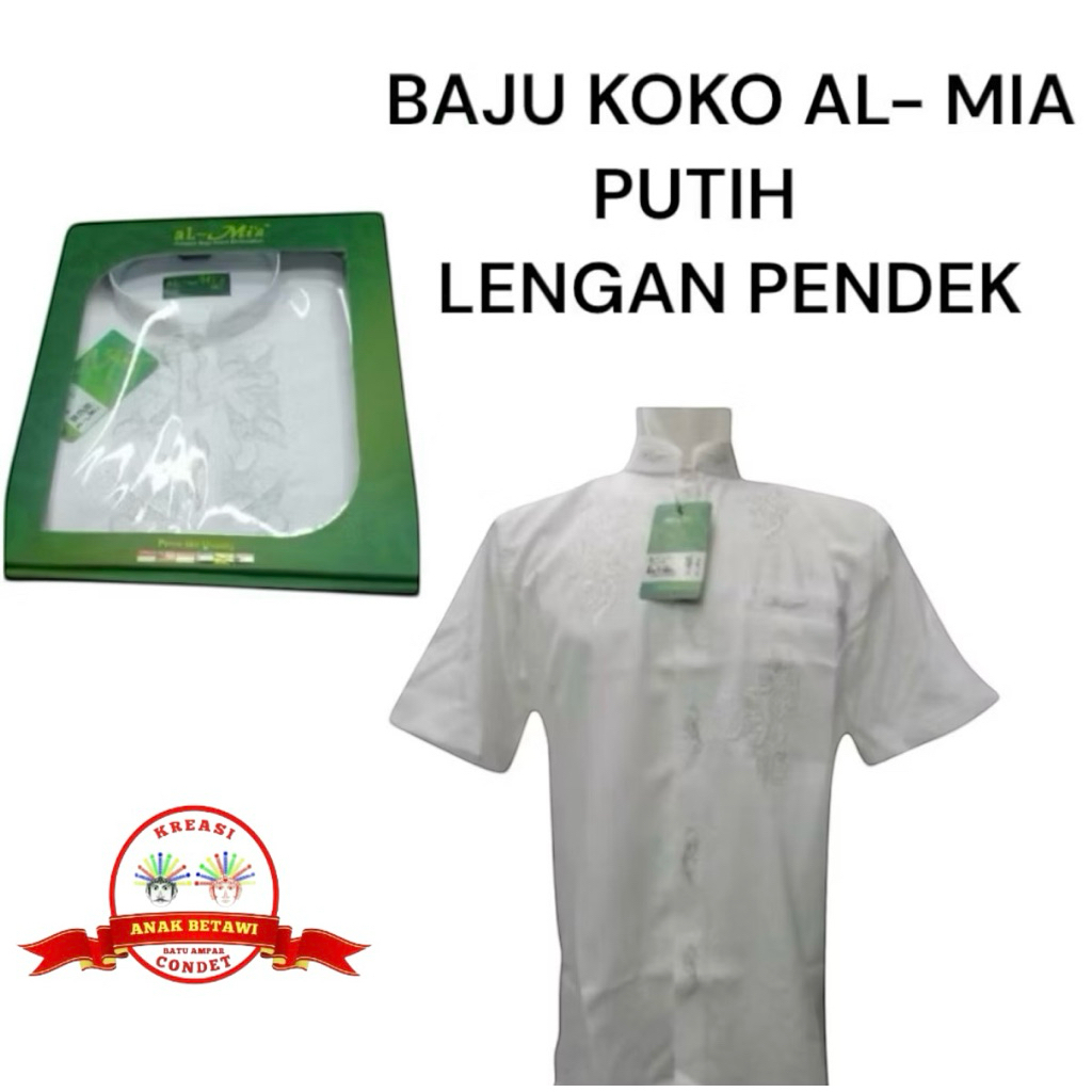 BAJU KOKO PUTIH LENGAN PENDEK KHUSUS PUTIH MT PREMIUM / MT / MT FASHION  ( 100 % ORIGINAL AL- MIA ) 