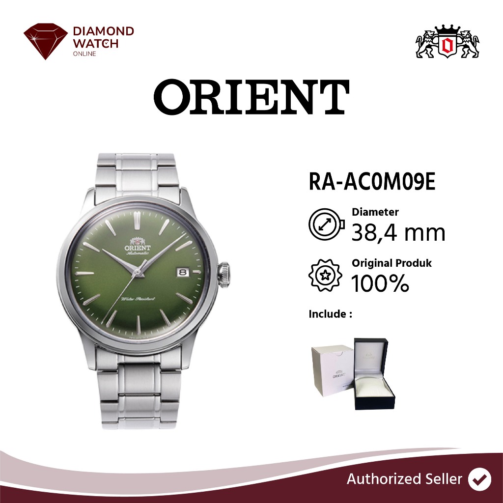 Jam Tangan Orient Classic RA-AC0M09E Bambino 38 Automatic Grass Green Dial Metal Strap