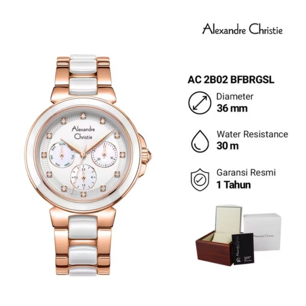 JAM TANGAN WANITA AC ALEXANDRE CHRISTIE 2B02 BF ORIGINAL