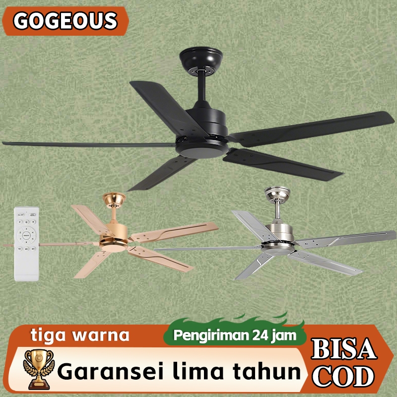 【COD】Kipas Angin Gantung Plafon 42/52inci Besi Daun DC 6 Kecepatan Kipas Gantung Baling Baling