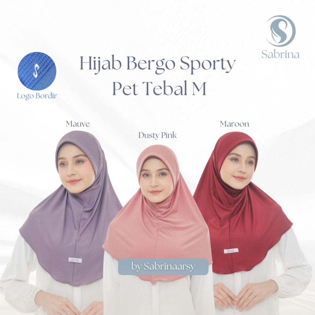 HIJAB PET TEBAL SIZE M | KERUDUNG OLAHRAGA PET BESAR JERSEY | HIJAB INSTAN PET TEBAL SIZE M